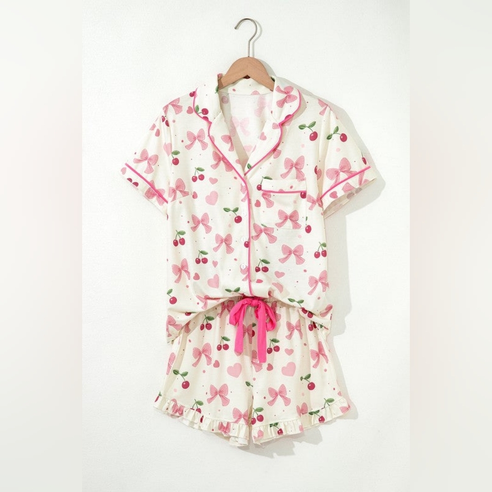 Pink Bows and Cherries Pajama Set - Picture 6 of 13